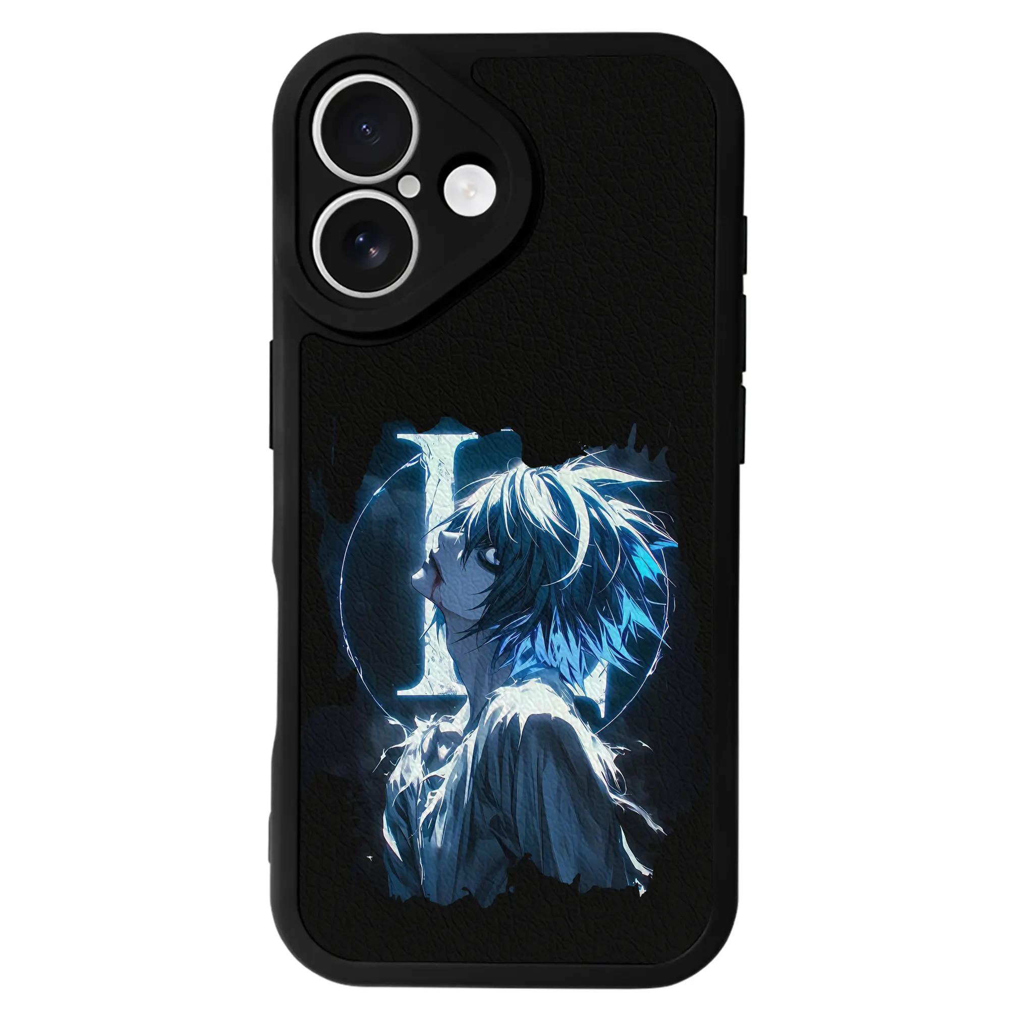 デスノート グッズ,L - IPhone 16シリーズ対応 ・ シリコンスマホケース ・ レザー調 ・ 高精度フィット ・ 耐衝撃 ・ ワイヤレス充電対応 ・ 精密カット